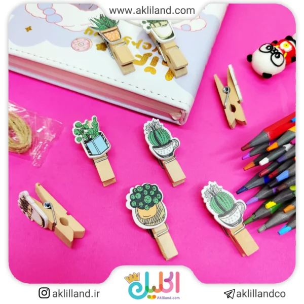 گیره چوبی کاکتوس (بسته 10 عددی)