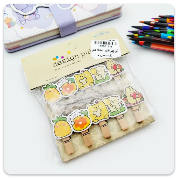 گیره چوبی فانتزی (بسته 10 عددی) - Image 4