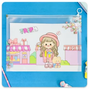 کاور A4 زیپ دار دختر ناز - مدل-4