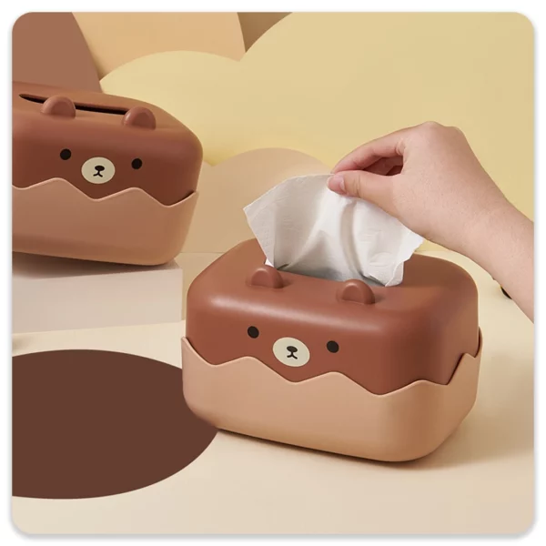 جعبه دستمال کاغذی خرس قهوه ای - Image 4
