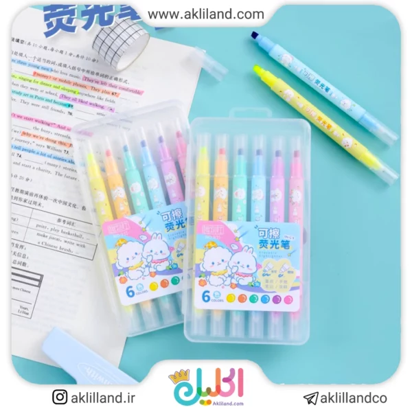 هایلاتر پاک کن دار خرگوشی (بسته 6 عددی)