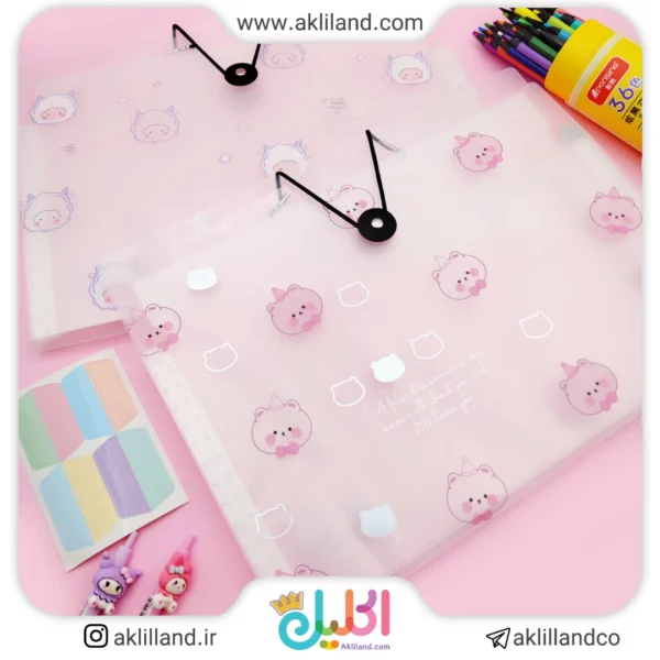 پوشه دکمه دار شفاف طرح حیوانات