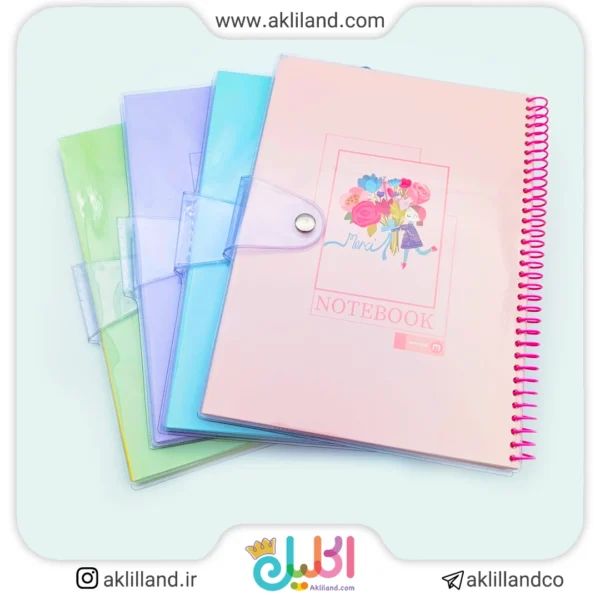 دفتر 80 برگ سیمی طلقی دکمه دار
