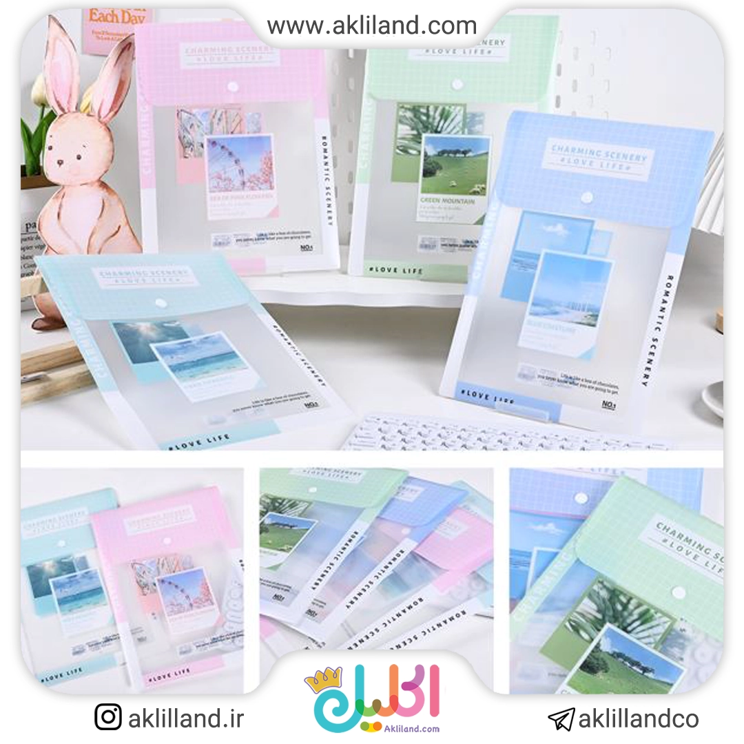 پوشه دکمه دار عمودی A4 طرح عکاسی