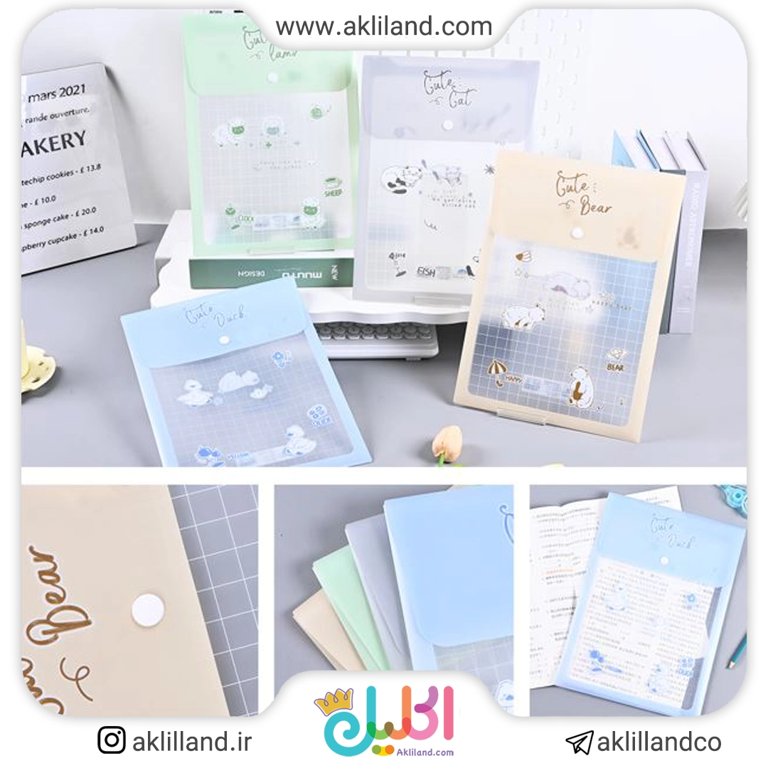 پوشه دکمه دار عمودی A4 حیوانات