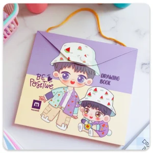 دفتر نقاشی سیمی 60 برگ دکمه دار 9653 - کرم